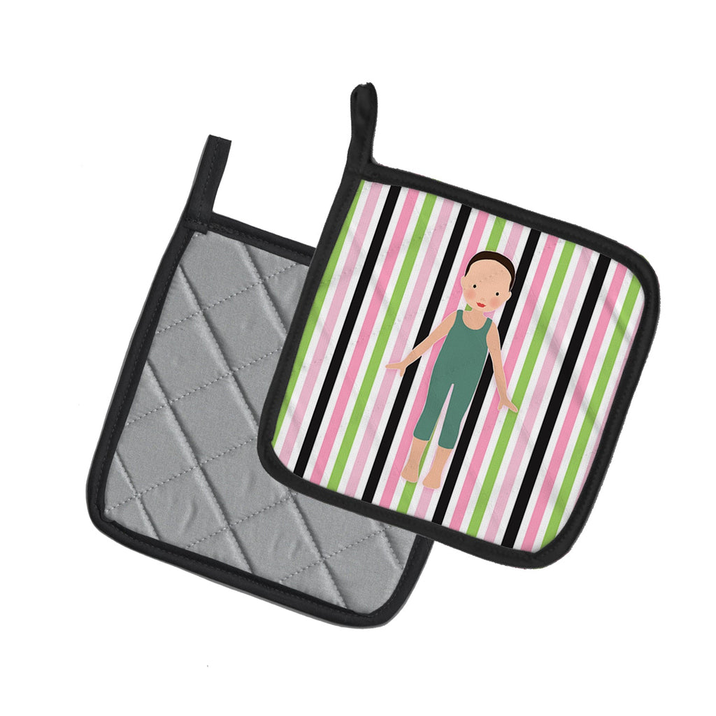 Dancer Bikatard Flex Hands Pot Holder Set of 2 Heat Resistant Quilted Hot Pads 7.5 x 7.5 Inch, Insulated Kitchen Trivets for Cooking & Baking