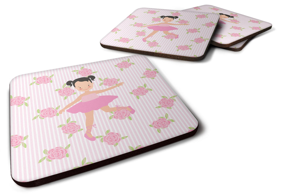Ballerina Black Hair Ponytails Foam Coasters Set of 4 Cup Coasters for Indoor Outdoor, Tabletop Protection, Anti Slip, Mouse pad Material