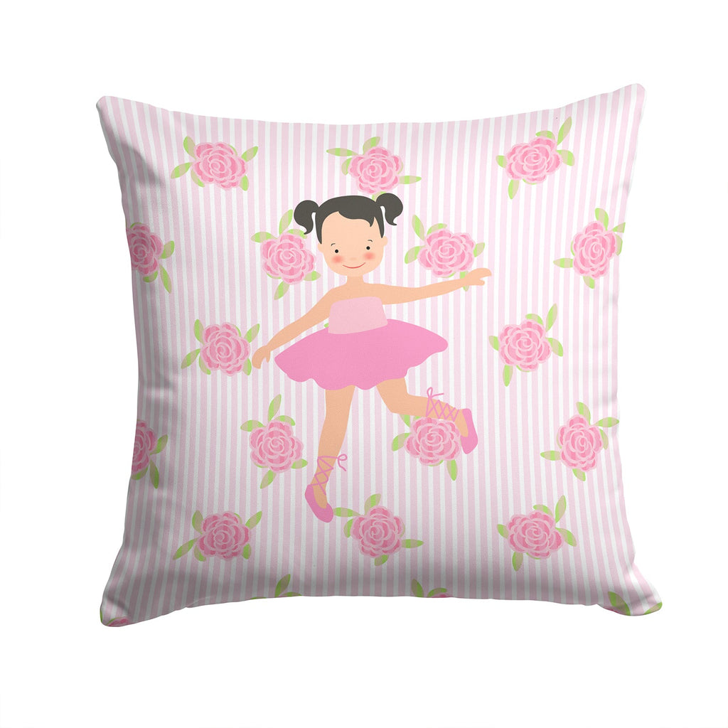 Ballerina Black Hair Ponytails Decorative Throw Pillow 14x14 Indoor Outdoor Accent Cushion, Fabric Cover with Insert for Sofa, Bed, Porch & Living Room