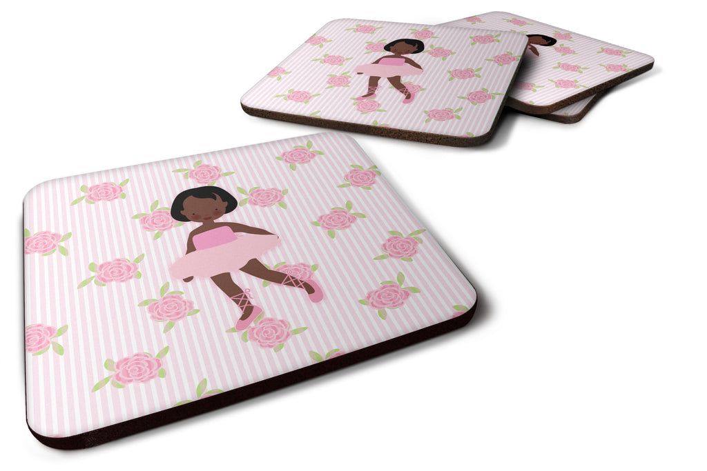 Ballerina African American Short Hair Foam Coasters Set of 4 Cup Coasters for Indoor Outdoor, Tabletop Protection, Anti Slip, Mouse pad Material