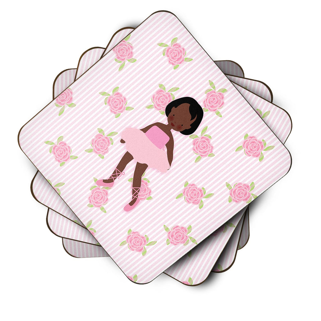 Ballerina African American Short Hair Foam Coasters Set of 4 Cup Coasters for Indoor Outdoor, Tabletop Protection, Anti Slip, Mouse pad Material