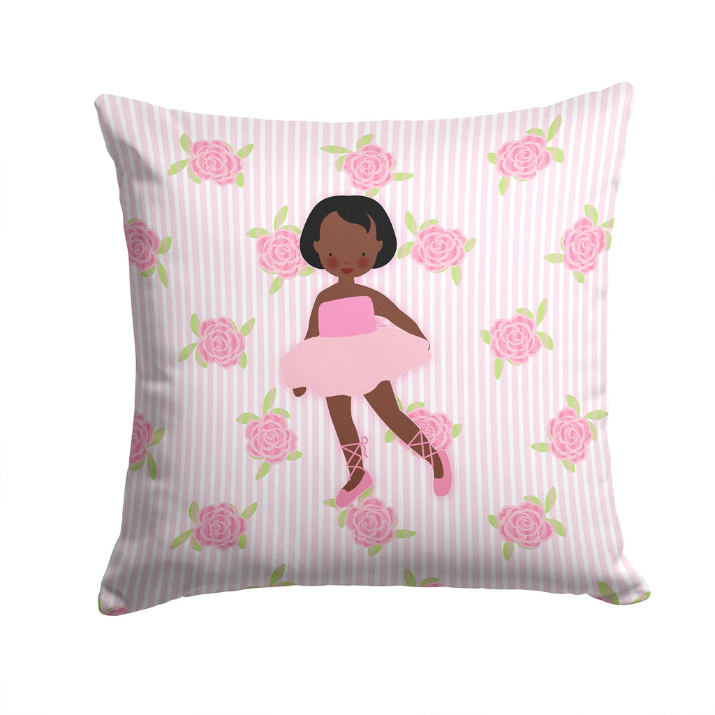 Ballerina African American Short Hair Decorative Throw Pillow 14x14 Indoor Outdoor Accent Cushion, Fabric Cover with Insert for Sofa, Bed, Porch & Living Room