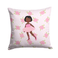Ballerina African American Short Hair Decorative Throw Pillow 14x14 Indoor Outdoor Accent Cushion, Fabric Cover with Insert for Sofa, Bed, Porch & Living Room