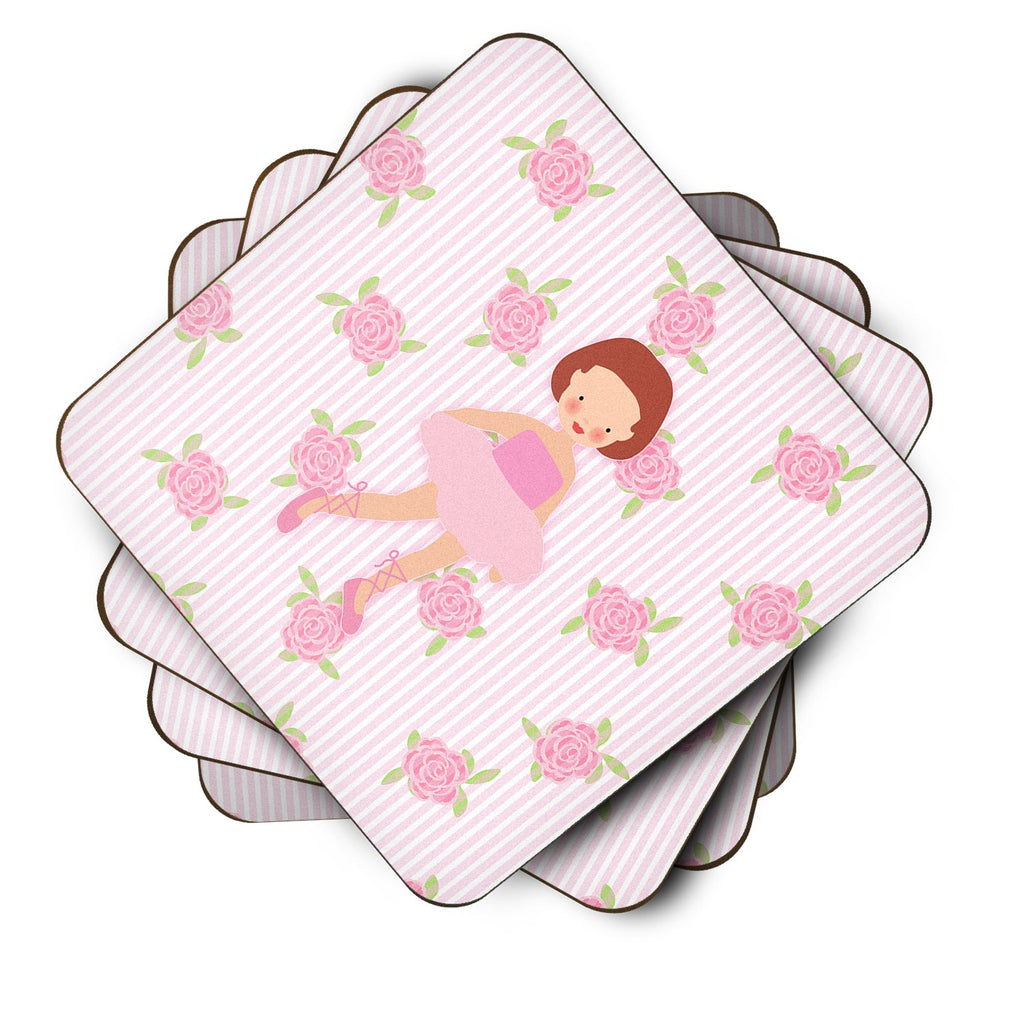 Ballerina Red Short Hair Foam Coasters Set of 4 Cup Coasters for Indoor Outdoor, Tabletop Protection, Anti Slip, Mouse pad Material