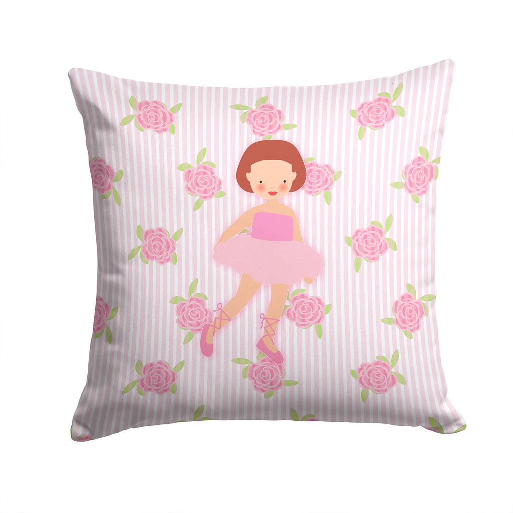Ballerina Red Short Hair Decorative Throw Pillow 14x14 Indoor Outdoor Accent Cushion, Fabric Cover with Insert for Sofa, Bed, Porch & Living Room