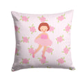Ballerina Red Short Hair Decorative Throw Pillow 14x14 Indoor Outdoor Accent Cushion, Fabric Cover with Insert for Sofa, Bed, Porch & Living Room