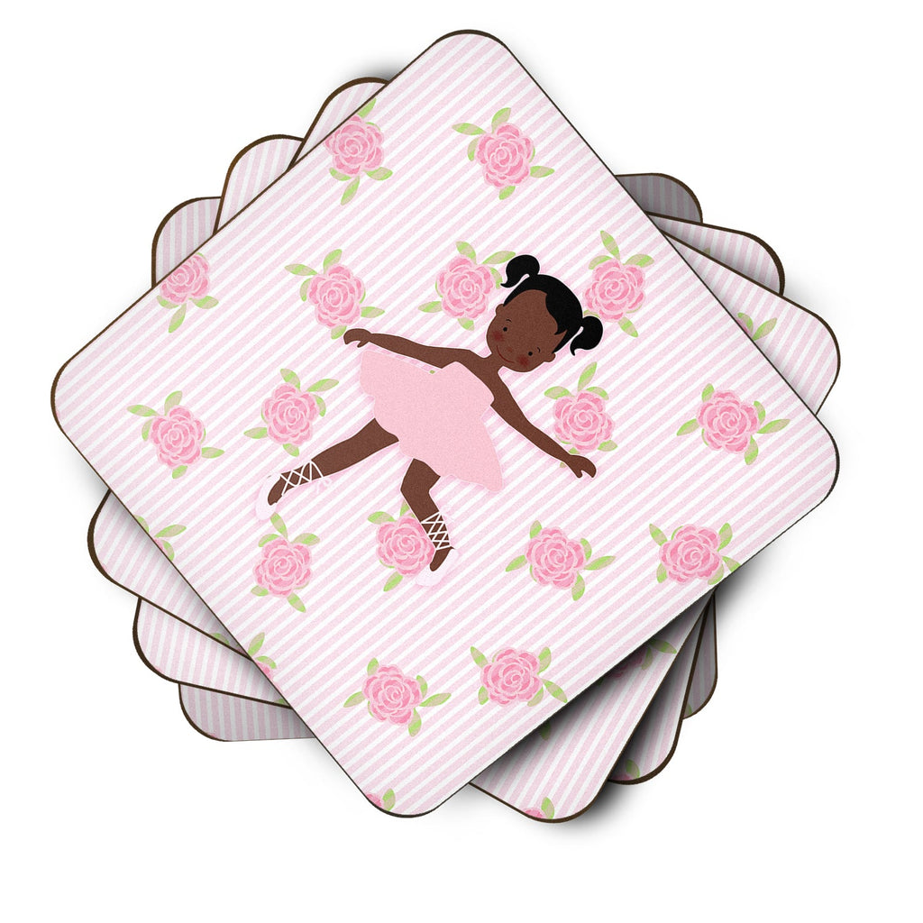 Ballerina African American Ponytails Foam Coasters Set of 4 Cup Coasters for Indoor Outdoor, Tabletop Protection, Anti Slip, Mouse pad Material