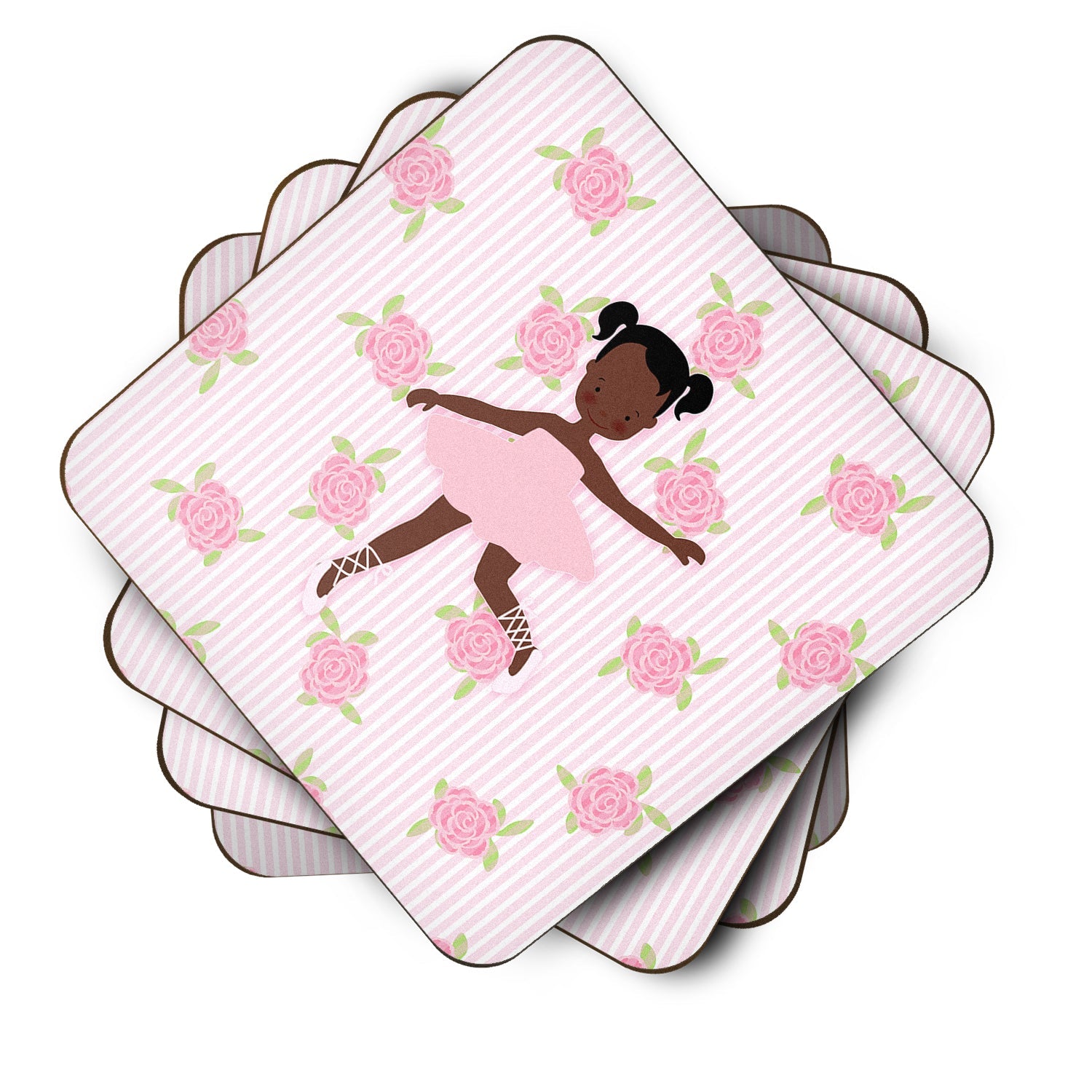 Ballerina African American Ponytails Foam Coasters Set of 4 Cup Coasters for Indoor Outdoor, Tabletop Protection, Anti Slip, Mouse pad Material