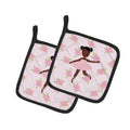 Ballerina African American Ponytails Pot Holder Set of 2 Heat Resistant Quilted Hot Pads 7.5 x 7.5 Inch, Insulated Kitchen Trivets for Cooking & Baking