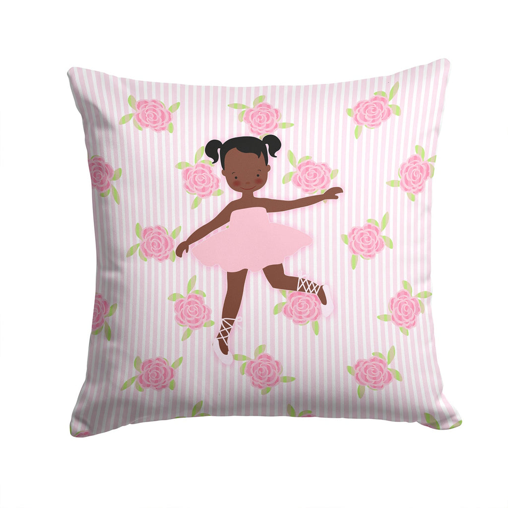 Ballerina African American Ponytails Decorative Throw Pillow 14x14 Indoor Outdoor Accent Cushion, Fabric Cover with Insert for Sofa, Bed, Porch & Living Room