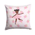Ballerina African American Ponytails Decorative Throw Pillow 14x14 Indoor Outdoor Accent Cushion, Fabric Cover with Insert for Sofa, Bed, Porch & Living Room