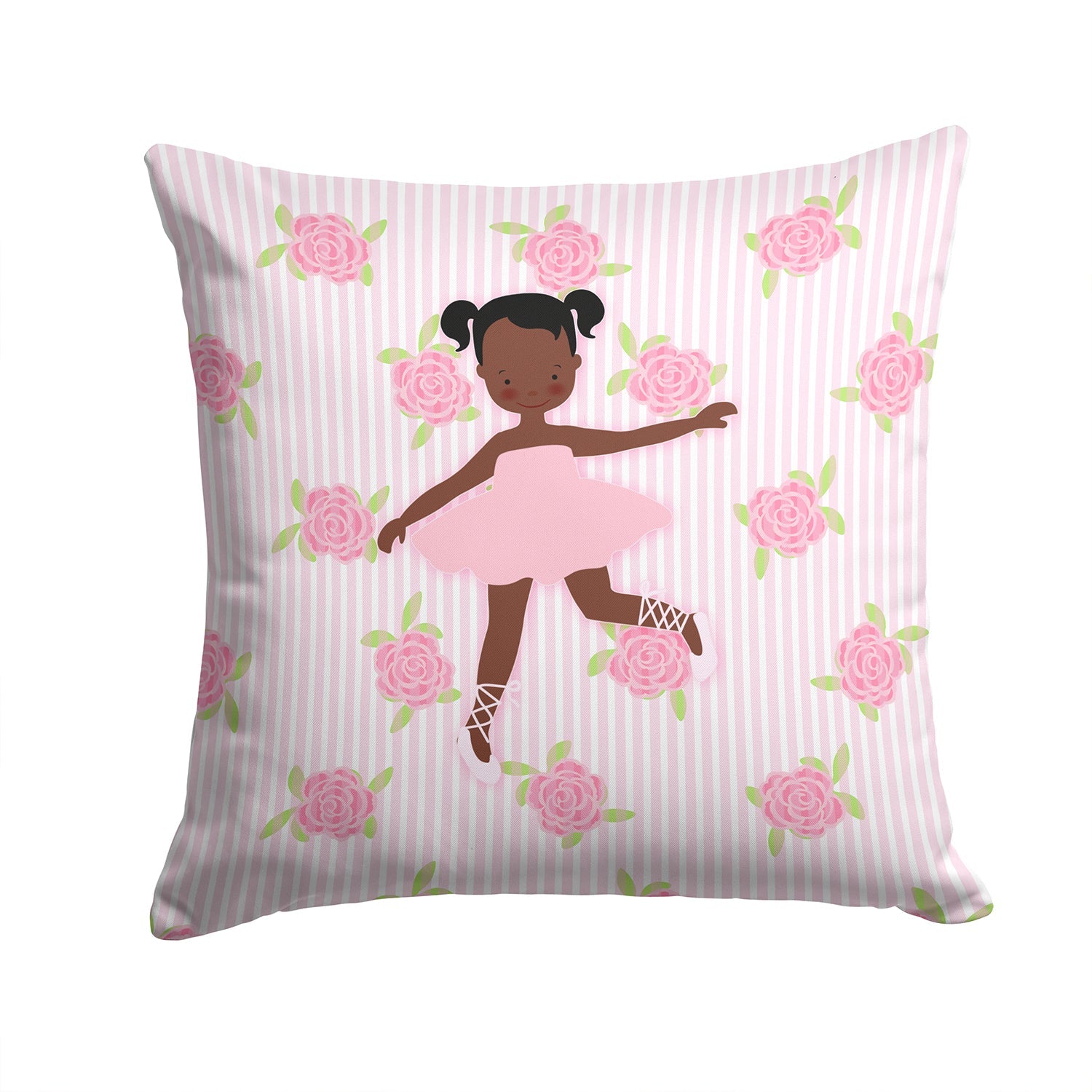 Ballerina African American Ponytails Decorative Throw Pillow 14x14 Indoor Outdoor Accent Cushion, Fabric Cover with Insert for Sofa, Bed, Porch & Living Room