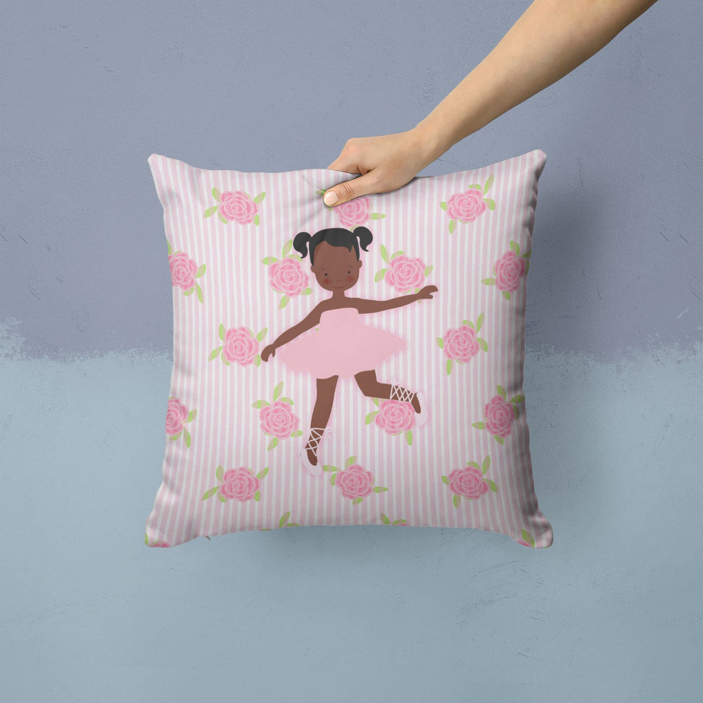 Ballerina African American Ponytails Decorative Throw Pillow 14x14 Indoor Outdoor Accent Cushion, Fabric Cover with Insert for Sofa, Bed, Porch & Living Room