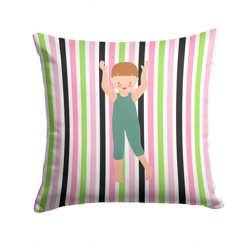 Dancer Bikatard Brown Hair Decorative Throw Pillow 14x14 Indoor Outdoor Accent Cushion, Fabric Cover with Insert for Sofa, Bed, Porch & Living Room