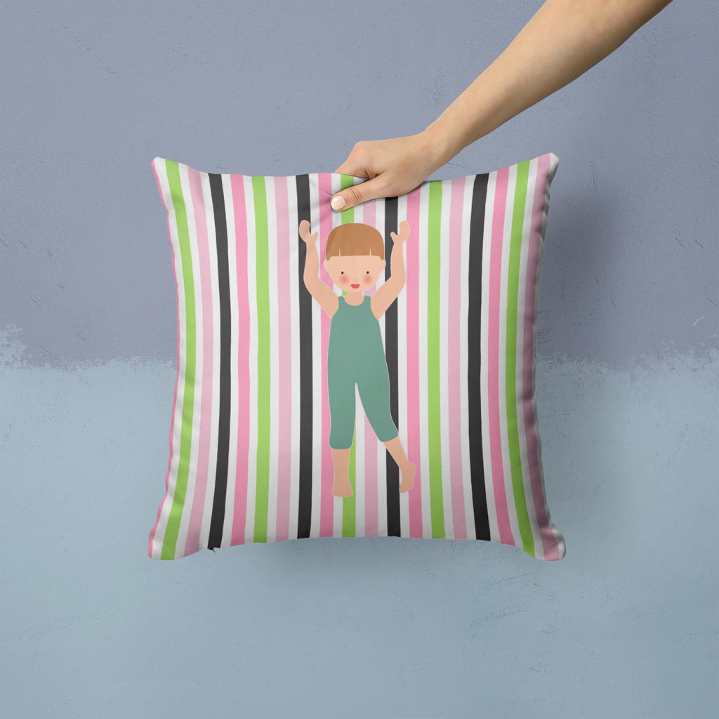 Dancer Bikatard Brown Hair Decorative Throw Pillow 14x14 Indoor Outdoor Accent Cushion, Fabric Cover with Insert for Sofa, Bed, Porch & Living Room