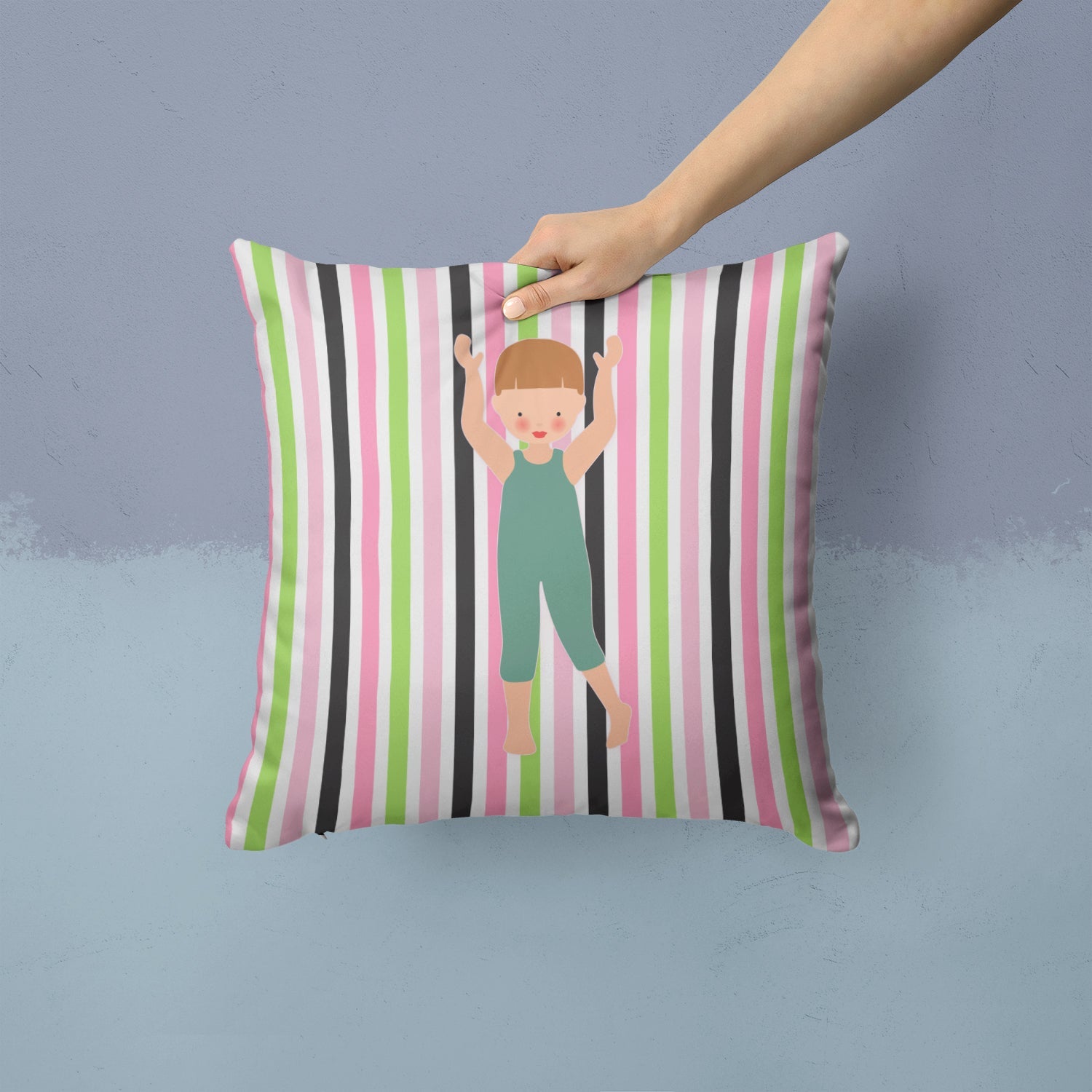 Dancer Bikatard Brown Hair Decorative Throw Pillow 14x14 Indoor Outdoor Accent Cushion, Fabric Cover with Insert for Sofa, Bed, Porch & Living Room