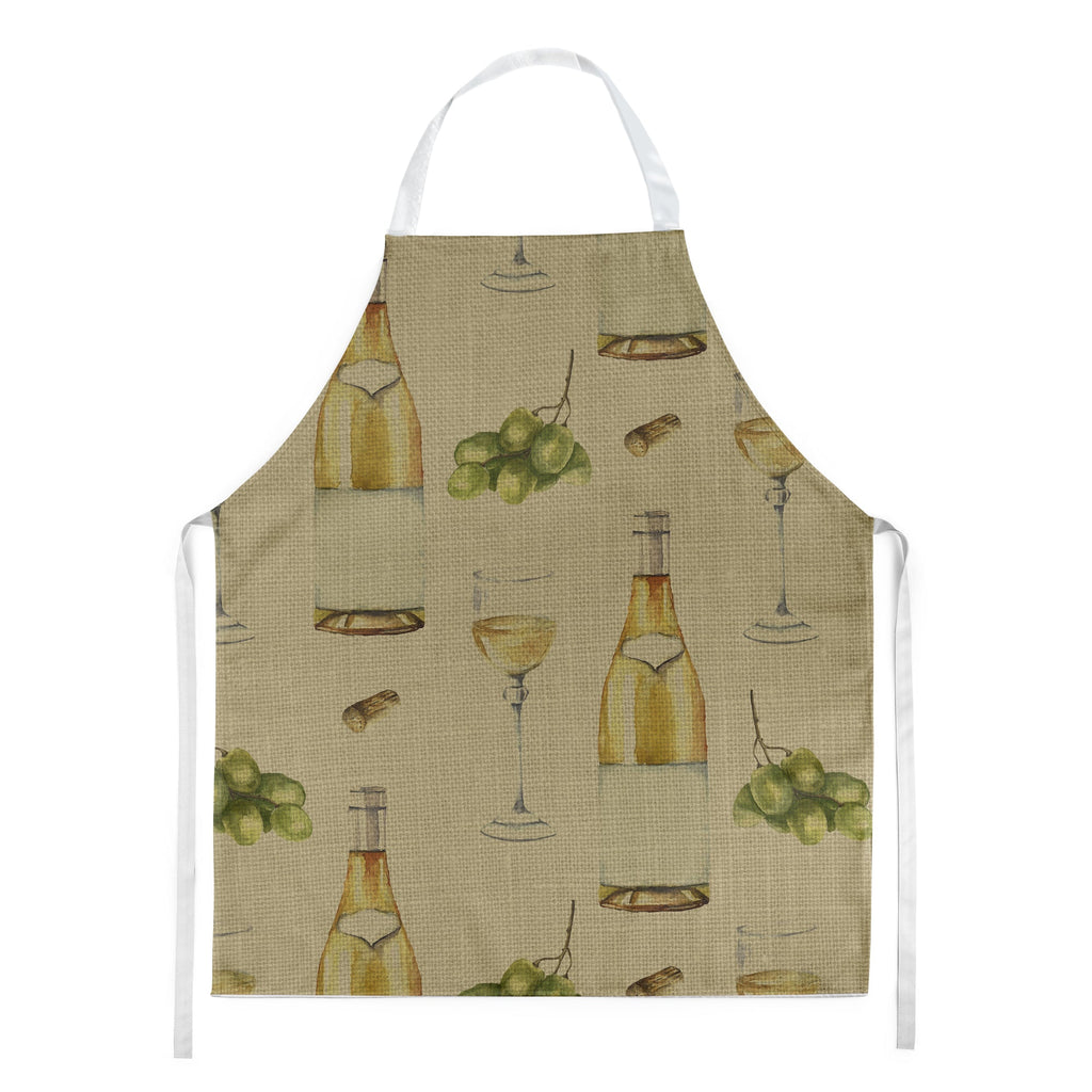 White Wine on Linen Apron Cooking Kitchen Server Baking Crafts Gardening for Adult Women Men, Unisex, Large, Multicolor