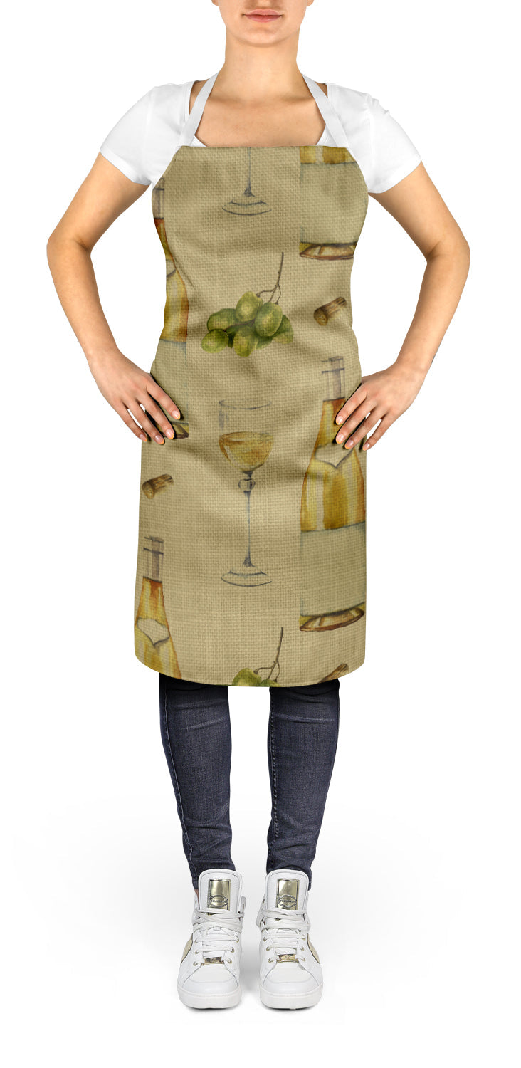 White Wine on Linen Apron Cooking Kitchen Server Baking Crafts Gardening for Adult Women Men, Unisex, Large, Multicolor