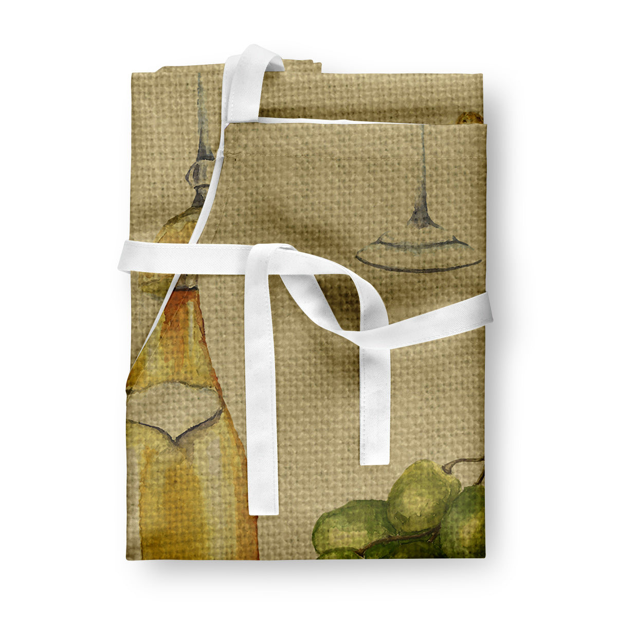White Wine on Linen Apron Cooking Kitchen Server Baking Crafts Gardening for Adult Women Men, Unisex, Large, Multicolor
