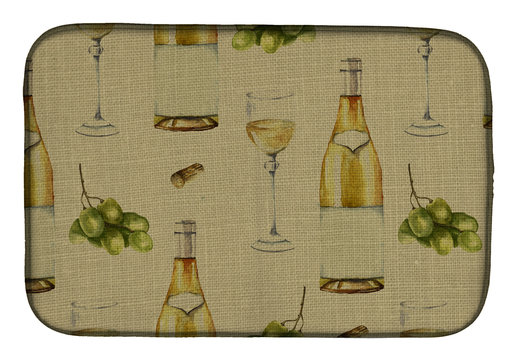 White Wine on Linen Dish Drying Mat Absorbent Dish Drying Mat Pad for Kitchen Counter Dish Drainer Mat for Countertop, 14 x 21", Multicolor
