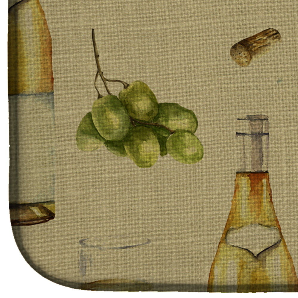 White Wine on Linen Dish Drying Mat Absorbent Dish Drying Mat Pad for Kitchen Counter Dish Drainer Mat for Countertop, 14 x 21", Multicolor