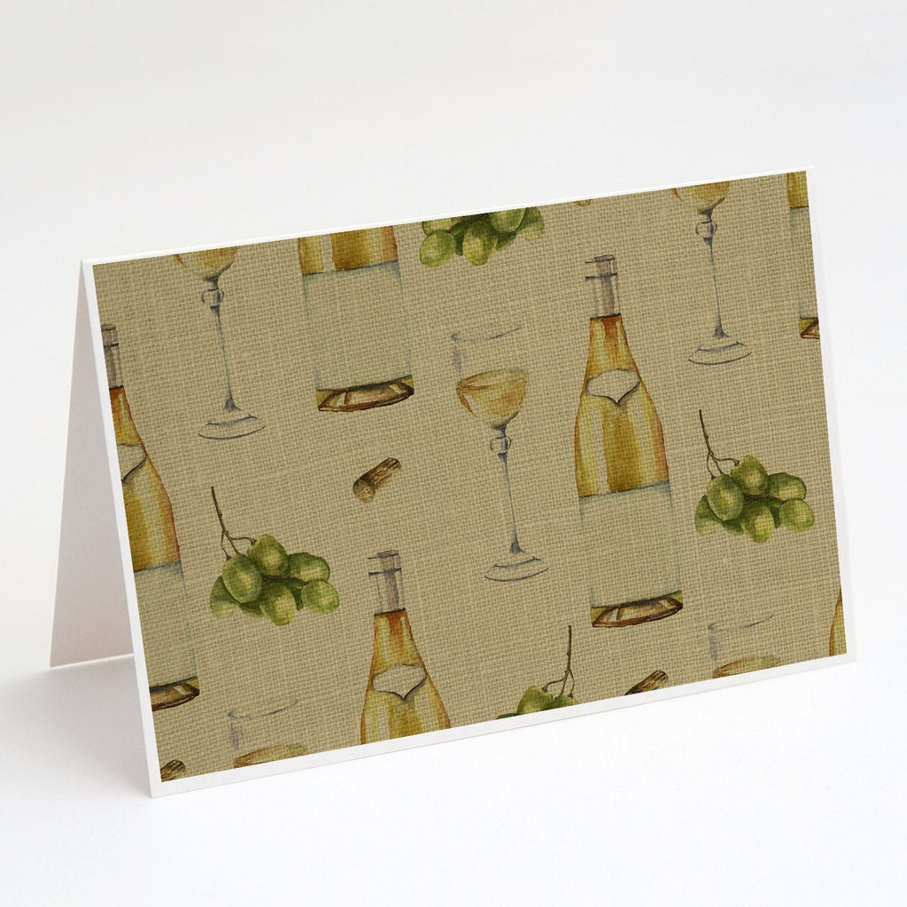 White Wine on Linen Greeting Cards Pack of 8 Blank Cards with Envelopes Whimsical A7 Size 5x7