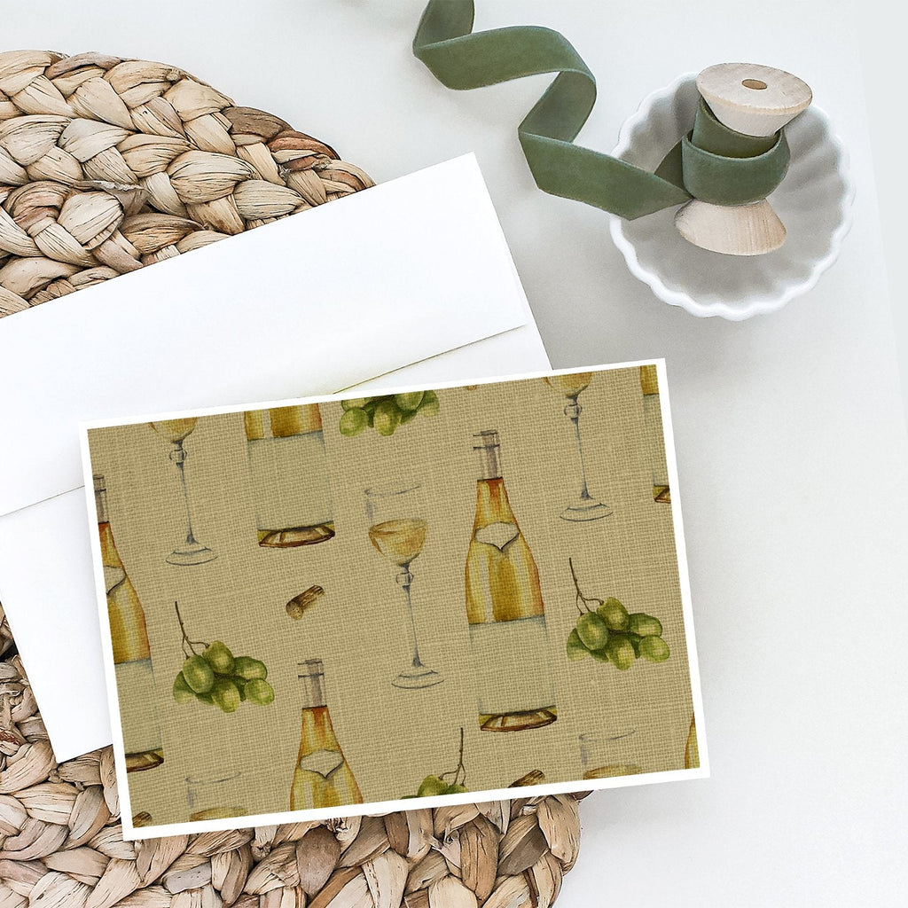 White Wine on Linen Greeting Cards Pack of 8 Blank Cards with Envelopes Whimsical A7 Size 5x7