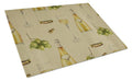 White Wine on Linen Cutting Board Tempered Glass Kitchen Cutting Surface, Heat Resistant Chopping, Non-Slip Feet, Food Prep & Serving
