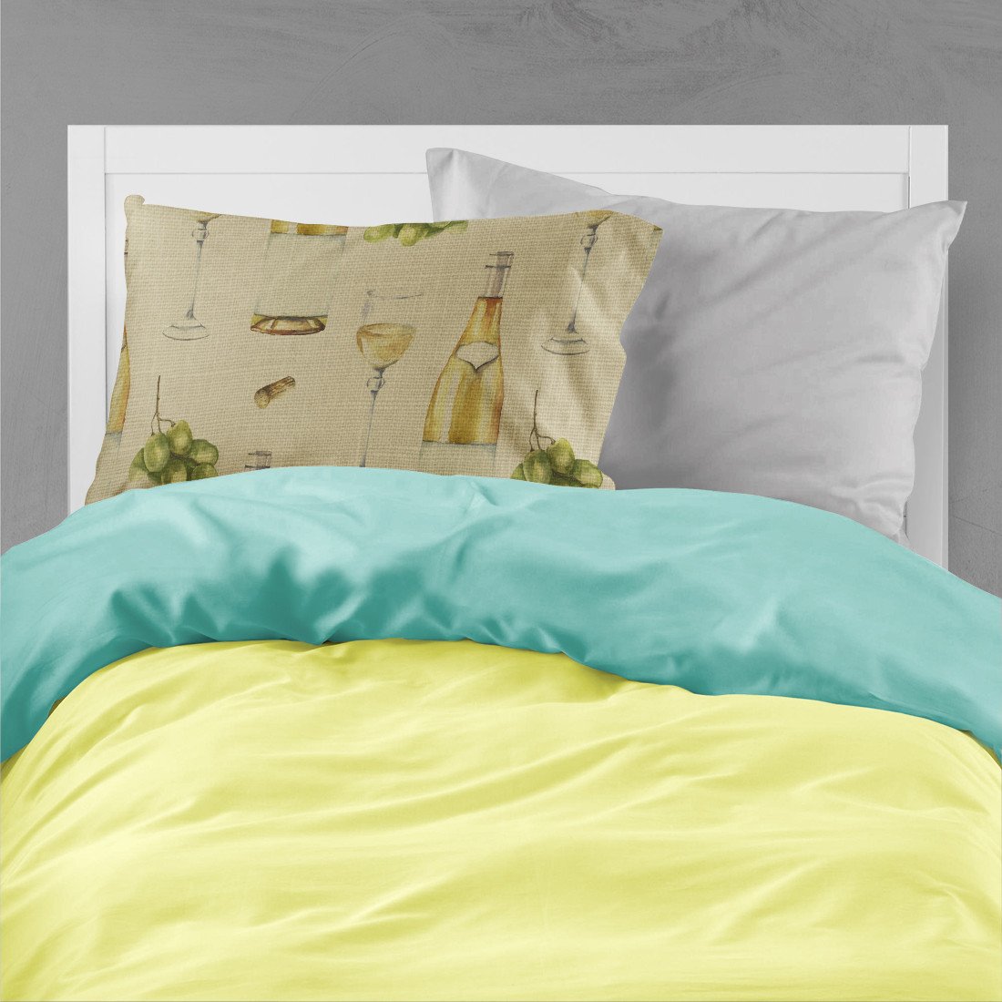 White Wine on Linen Standard Pillowcase Lightweight Super Soft Easy Care Decorative Artwork Pillowcase, Standard