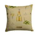 White Wine on Linen Decorative Throw Pillow 14x14 Indoor Outdoor Accent Cushion, Fabric Cover with Insert for Sofa, Bed, Porch & Living Room