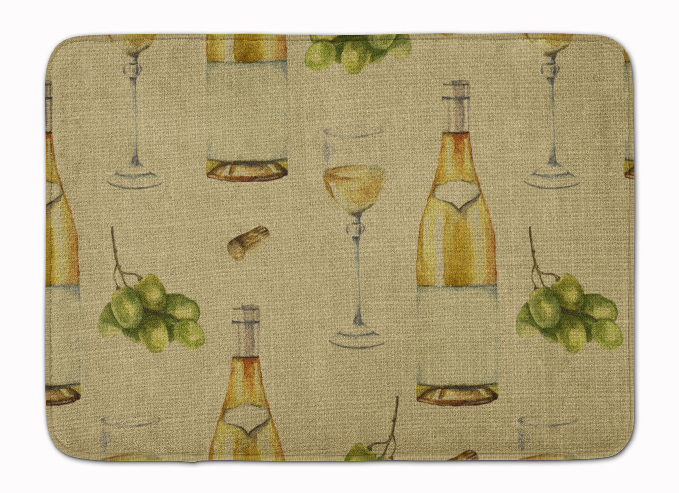 White Wine on Linen Memory Foam Kitchen Mat Machine Washable Anti-Fatigue Cushion Comfort Bath or Kitchen Rug
