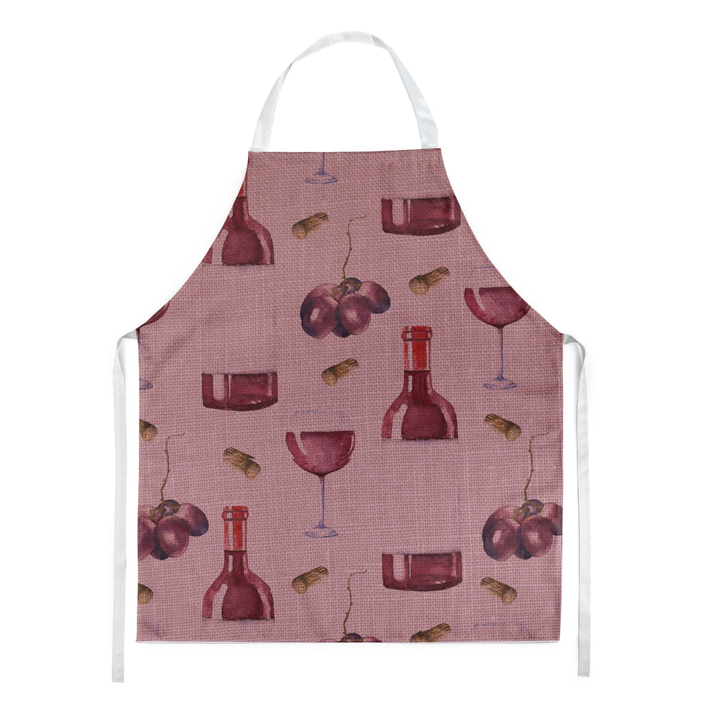 Red Wine on Linen Apron Cooking Kitchen Server Baking Crafts Gardening for Adult Women Men, Unisex, Large, Multicolor
