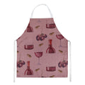 Red Wine on Linen Apron Cooking Kitchen Server Baking Crafts Gardening for Adult Women Men, Unisex, Large, Multicolor