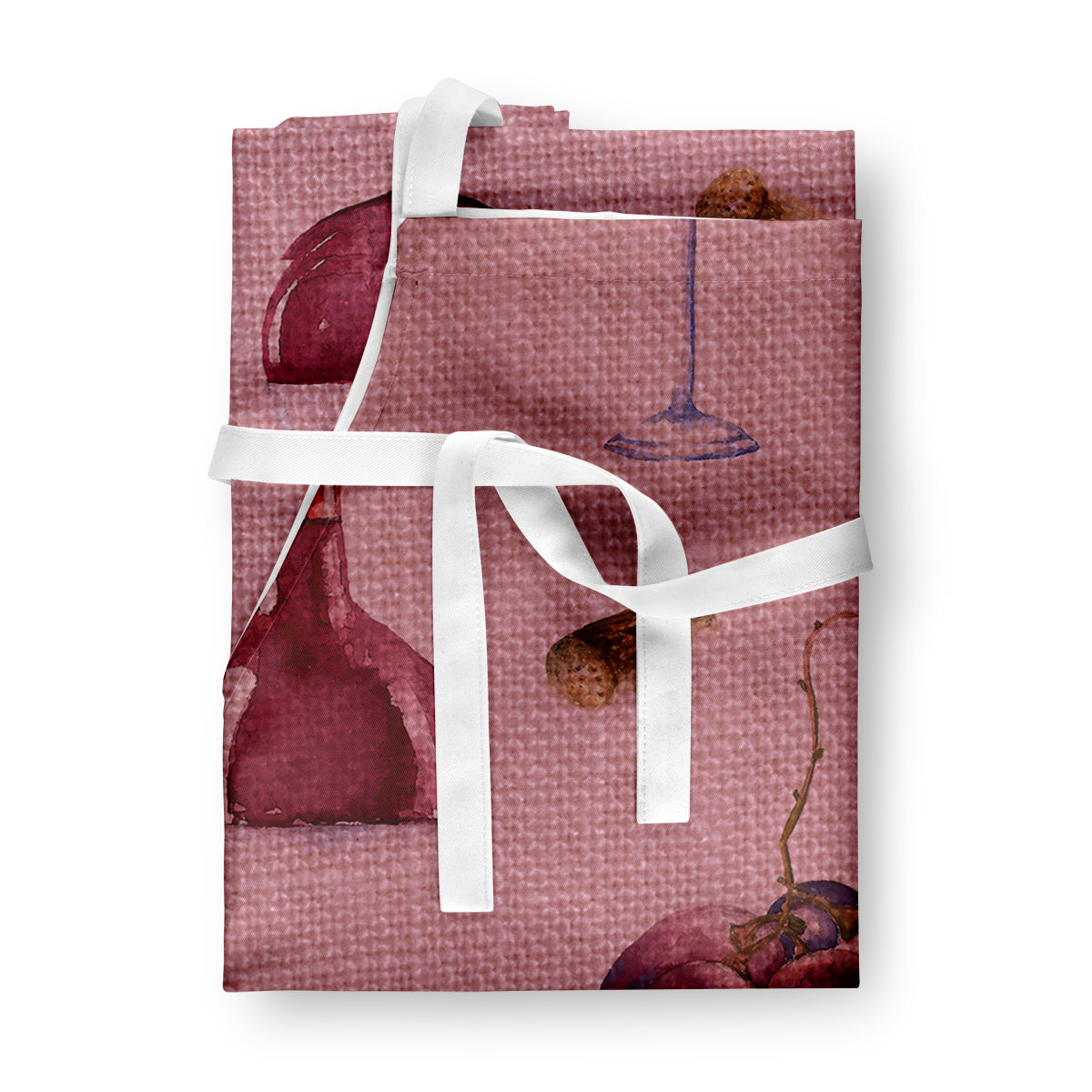 Red Wine on Linen Apron Cooking Kitchen Server Baking Crafts Gardening for Adult Women Men, Unisex, Large, Multicolor