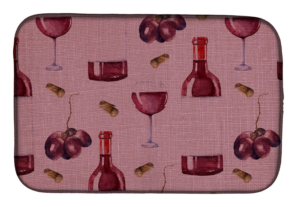 Red Wine on Linen Dish Drying Mat Absorbent Dish Drying Mat Pad for Kitchen Counter Dish Drainer Mat for Countertop, 14 x 21", Multicolor