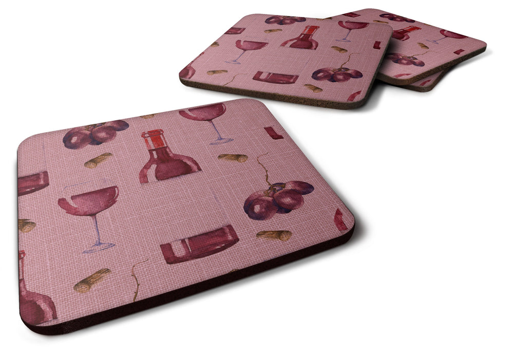 Red Wine on Linen Foam Coasters Set of 4 Cup Coasters for Indoor Outdoor, Tabletop Protection, Anti Slip, Mouse pad Material