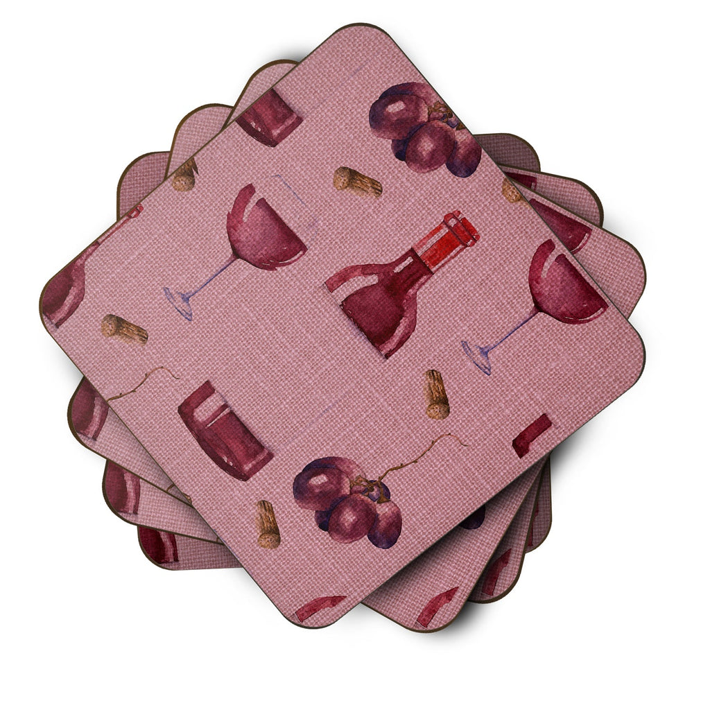 Red Wine on Linen Foam Coasters Set of 4 Cup Coasters for Indoor Outdoor, Tabletop Protection, Anti Slip, Mouse pad Material