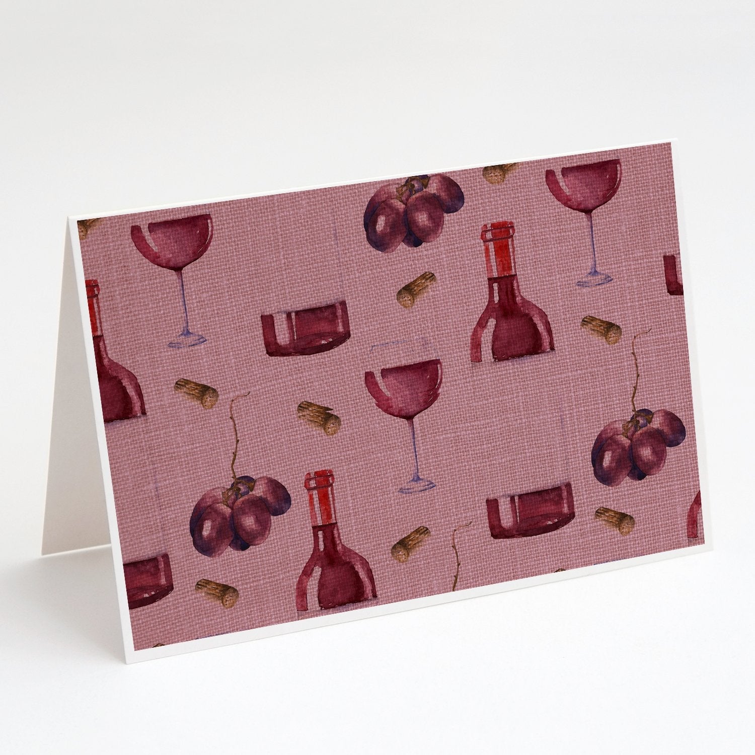 Red Wine on Linen Greeting Cards Pack of 8 Blank Cards with Envelopes Whimsical A7 Size 5x7