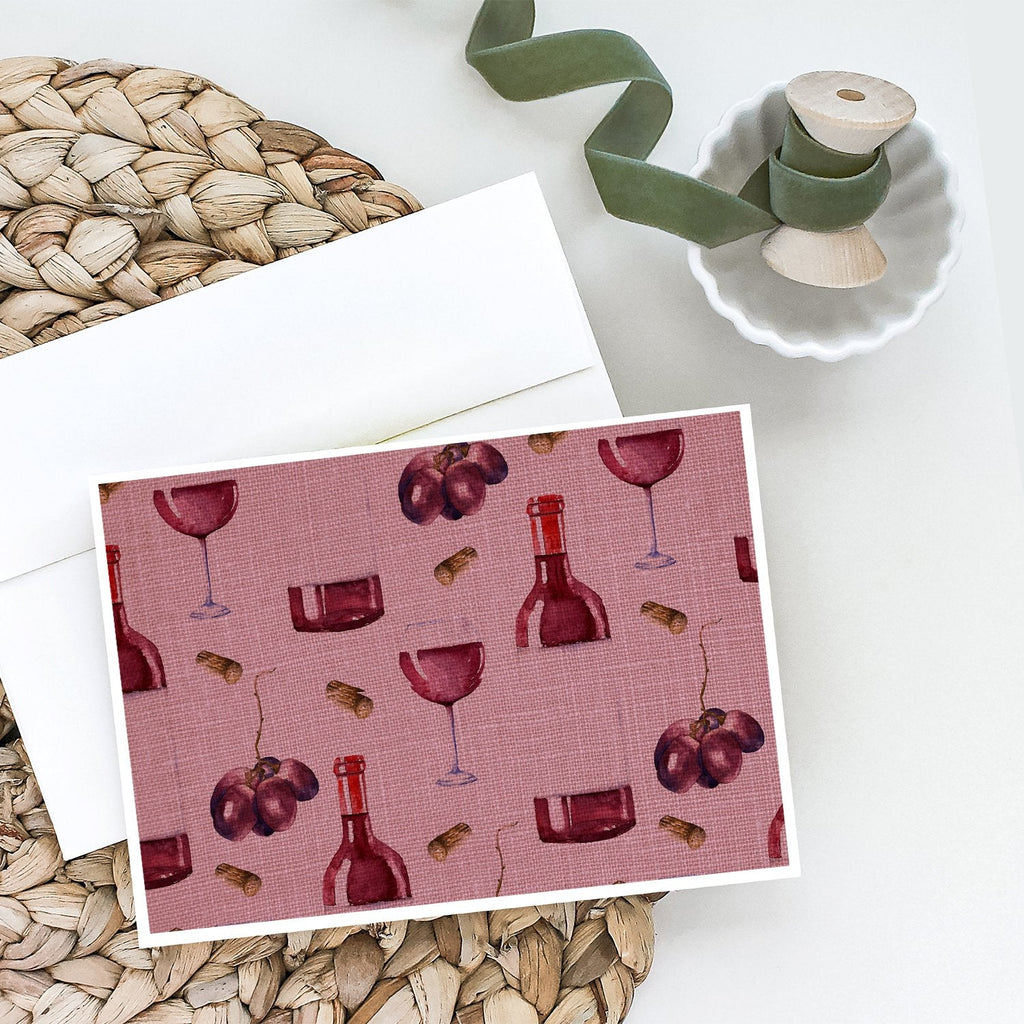 Red Wine on Linen Greeting Cards Pack of 8 Blank Cards with Envelopes Whimsical A7 Size 5x7