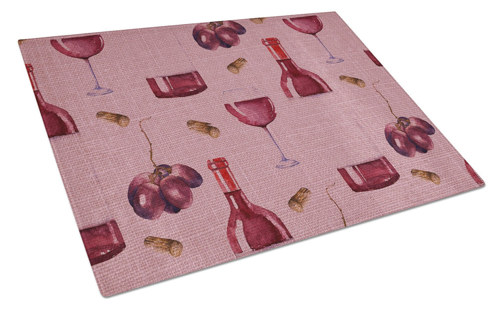 Red Wine on Linen Cutting Board Tempered Glass Kitchen Cutting Surface, Heat Resistant Chopping, Non-Slip Feet, Food Prep & Serving