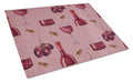 Red Wine on Linen Cutting Board Tempered Glass Kitchen Cutting Surface, Heat Resistant Chopping, Non-Slip Feet, Food Prep & Serving