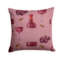 Red Wine on Linen Decorative Throw Pillow 14x14 Indoor Outdoor Accent Cushion, Fabric Cover with Insert for Sofa, Bed, Porch & Living Room