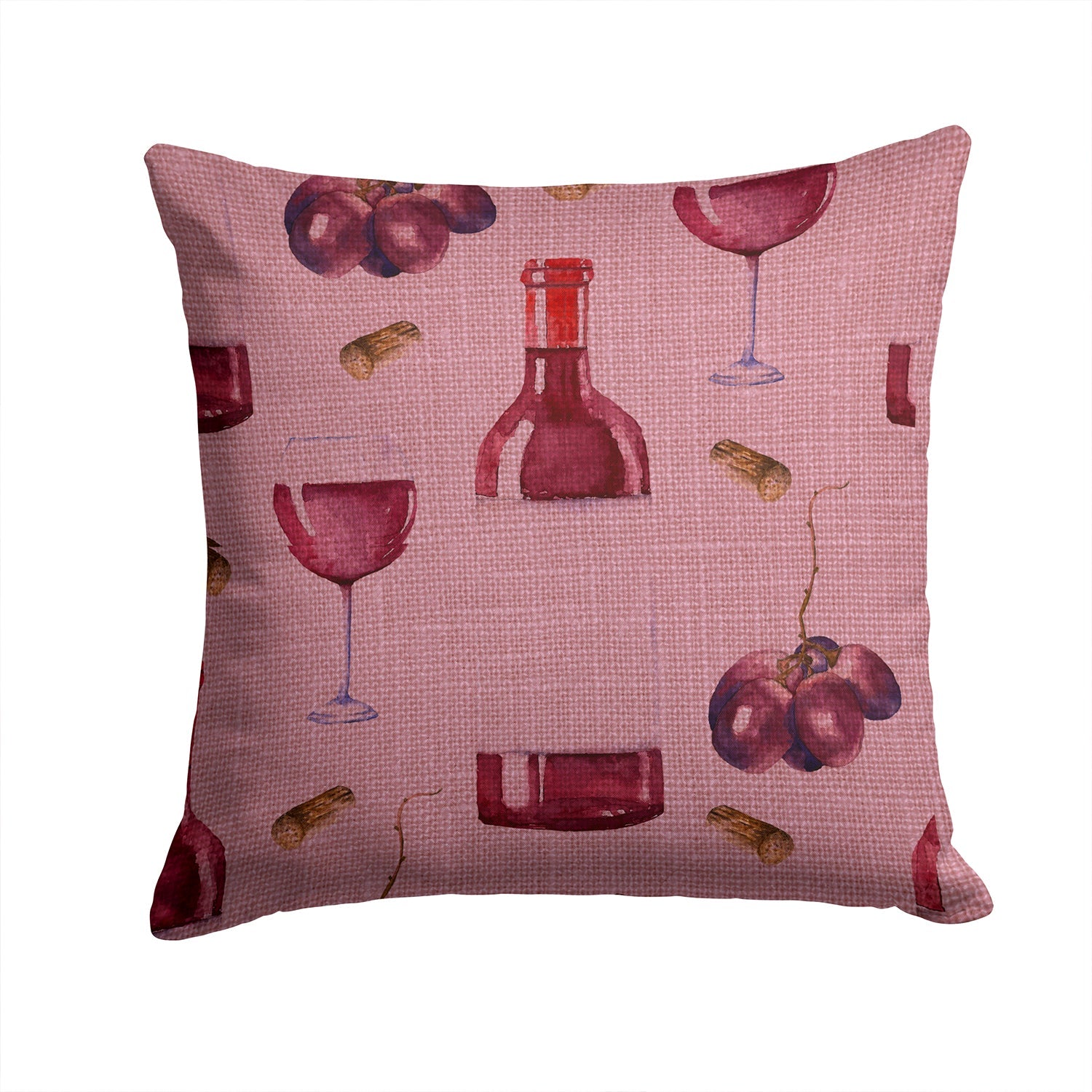 Red Wine on Linen Decorative Throw Pillow 14x14 Indoor Outdoor Accent Cushion, Fabric Cover with Insert for Sofa, Bed, Porch & Living Room