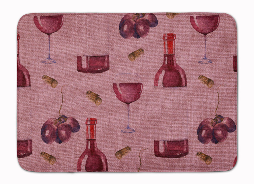 Red Wine on Linen Memory Foam Kitchen Mat Machine Washable Anti-Fatigue Cushion Comfort Bath or Kitchen Rug