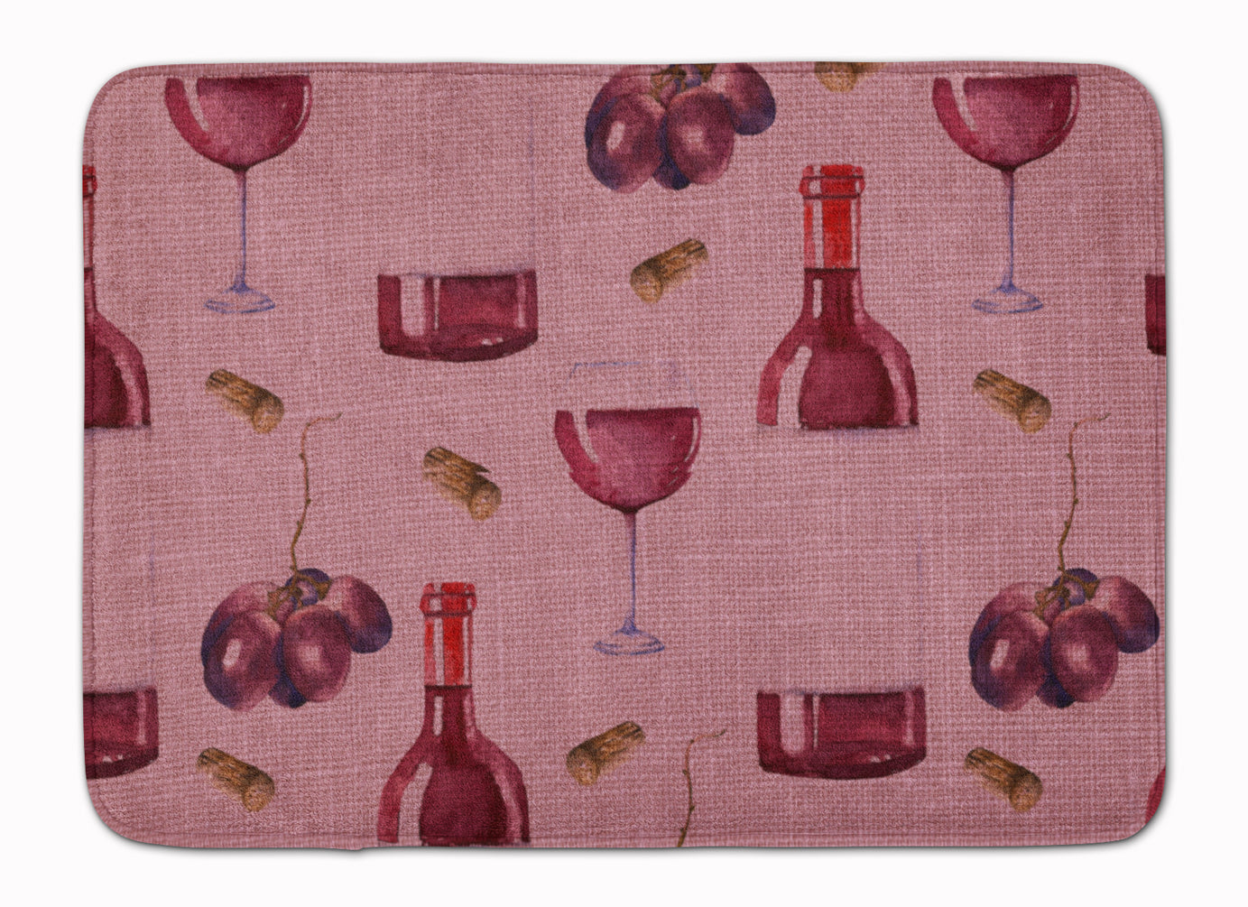 Red Wine on Linen Memory Foam Kitchen Mat Machine Washable Anti-Fatigue Cushion Comfort Bath or Kitchen Rug