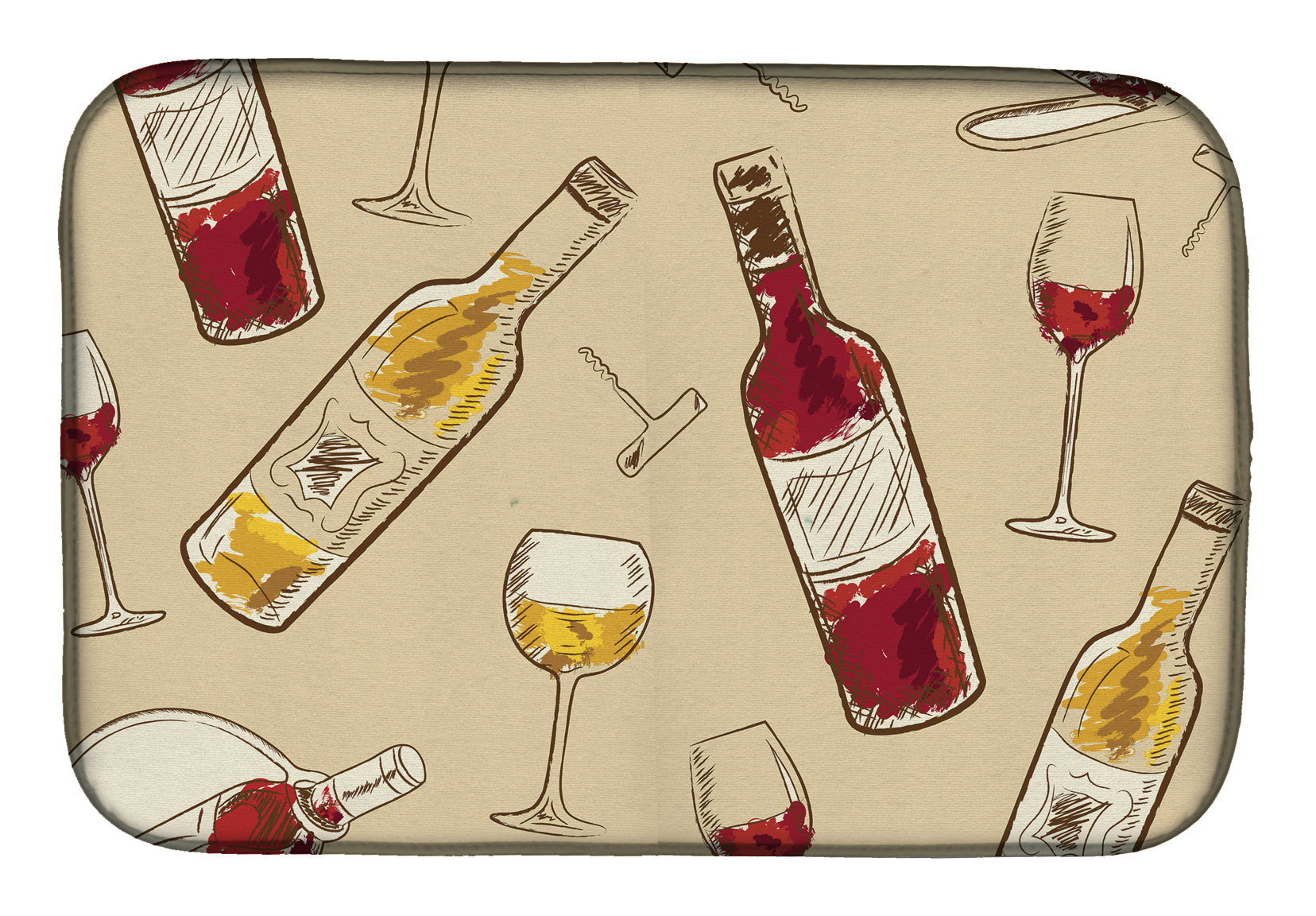 Red and White Wine Dish Drying Mat Absorbent Dish Drying Mat Pad for Kitchen Counter Dish Drainer Mat for Countertop, 14 x 21", Multicolor