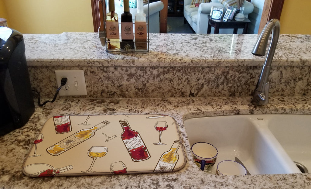 Red and White Wine Dish Drying Mat Absorbent Dish Drying Mat Pad for Kitchen Counter Dish Drainer Mat for Countertop, 14 x 21", Multicolor