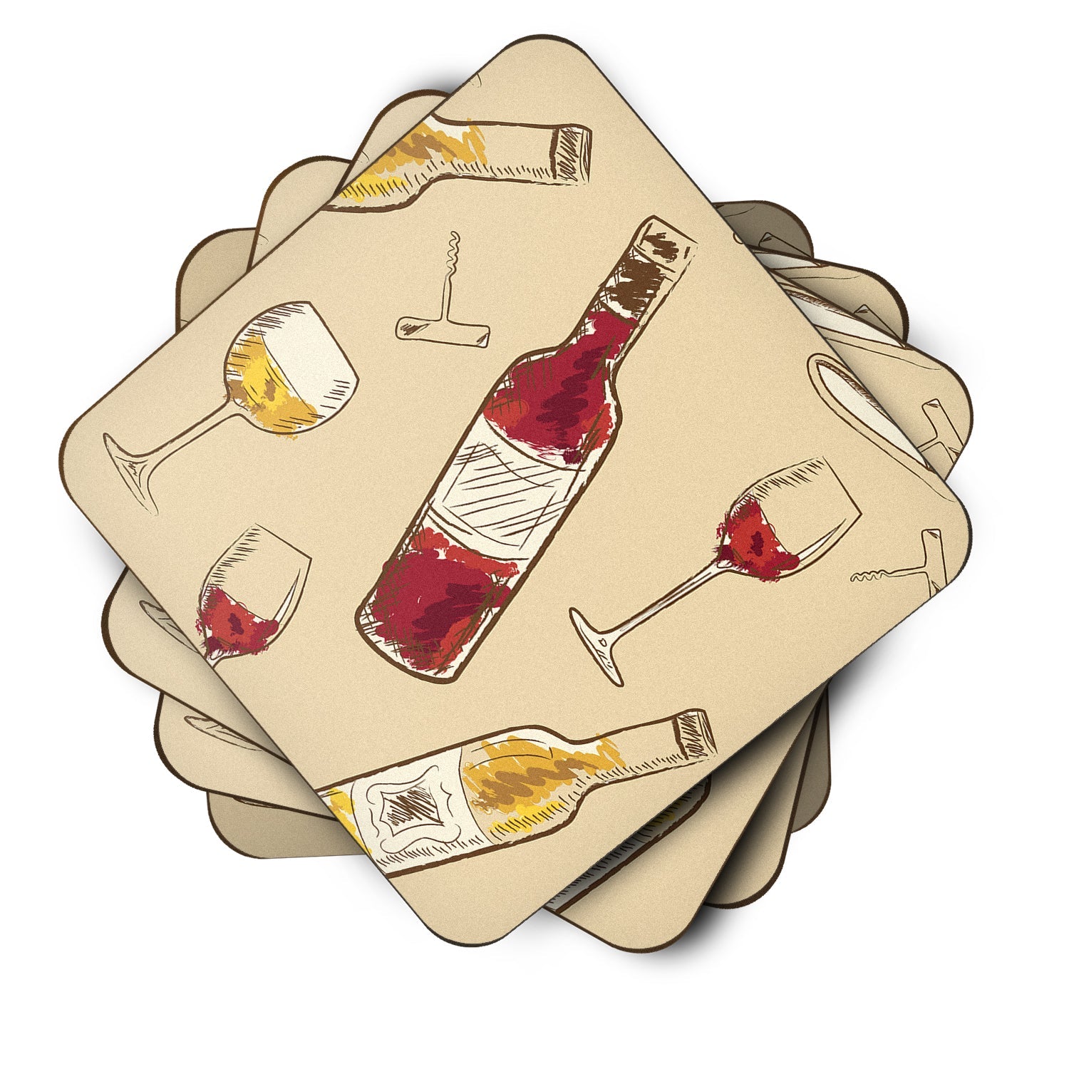 Red and White Wine Foam Coasters Set of 4 Cup Coasters for Indoor Outdoor, Tabletop Protection, Anti Slip, Mouse pad Material