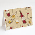 Red and White Wine Greeting Cards Pack of 8 Blank Cards with Envelopes Whimsical A7 Size 5x7
