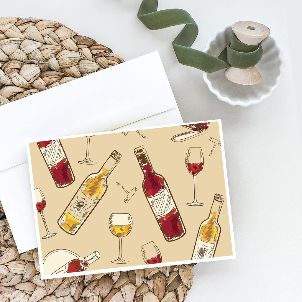 Red and White Wine Greeting Cards Pack of 8 Blank Cards with Envelopes Whimsical A7 Size 5x7